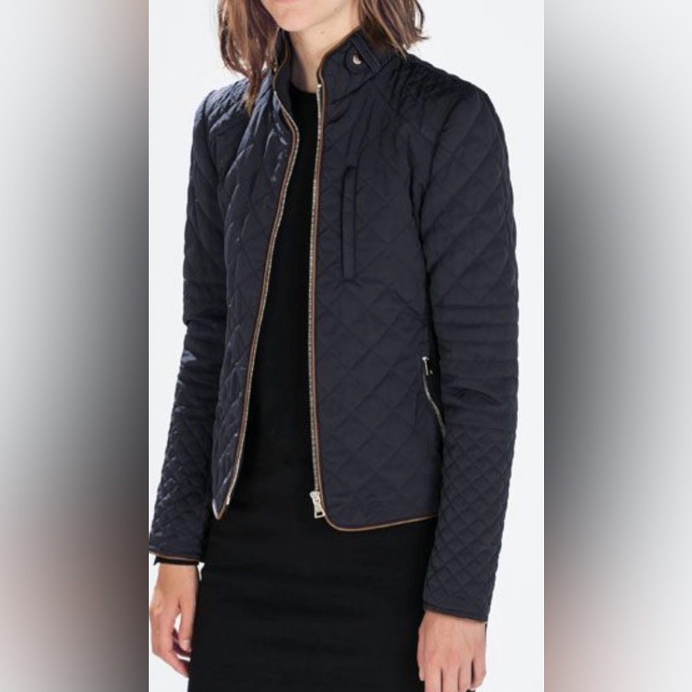 ZARA navy quilted moto jacket - Picture 14 of 14